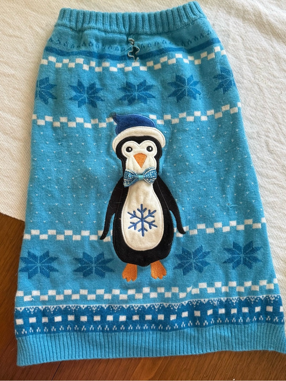 Blue Penguin Holiday Dog Sweater